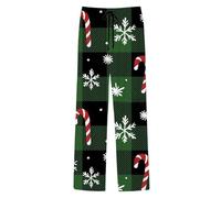 Generisch Pantalon de pyjama de Noël avec imprimé festif pour homme comme vêtement de nuit en polaire confortable pour une ambiance de vacances en famille pendant la période de Noël détendue, vert