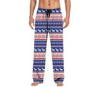 Generisch Pantalon de pyjama de Noël pour homme - Long pyjama - Taille élastique - Jambe large - Pantalon de fitness chaud - Pantalon de fitness décontracté - Pantalon de survêtement classique en