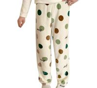 Generisch Pantalon de pyjama en flanelle douce avec polaire pour un confort douillet et une chaleur, idéal pour se détendre à la maison, vêtements de nuit d'hiver, Blanc., XL