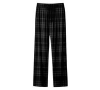Generisch Pantalon de pyjama japonais pour homme avec motif à carreaux, coupe droite comme vêtement d'extérieur confortable pour la maison, Noir , 3XL