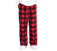 Generisch Pantalon de pyjama long pour homme - Pantalon de pyjama à carreaux avec poches - Léger - Pantalon de pyjama doux - Pantalon de détente - Pantalon de loisirs, A01 Rouge 4, L
