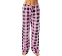 Generisch Pantalon de pyjama long pour homme - Pantalon de pyjama à carreaux avec poches - Léger - Pantalon de pyjama doux - Pantalon de détente - Pantalon de loisirs, A01 rose., M