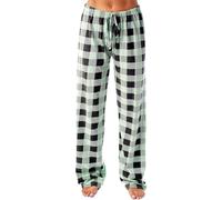 Generisch Pantalon de pyjama long pour homme - Pantalon de pyjama à carreaux avec poches - Léger - Pantalon de pyjama doux - Pantalon de détente - Pantalon de loisirs, A01 Vert 1, L