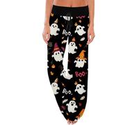 Generisch Pantalon de pyjama pour femme avec imprimé Halloween - Taille haute - Coupe large - Cordon de serrage élastique - Pantalon de loisirs confortable pour le printemps, Violet foncé., XL