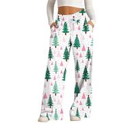 Generisch Pantalon de pyjama pour femme - Imprimé de Noël chaud - Pantalon d'hiver en peluche - Jambes larges - Pantalon en polaire corail - Pantalon baggy confortable - Couleur unie - Pantalon
