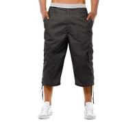 Generisch Pantalon de randonnée 3/4 pour homme - Pantalon cargo - Multi poches - Pantalon d'été pour homme - Pantalon de loisirs confortable et respirant - Couleur unie - Pantalon tactique baggy, gris