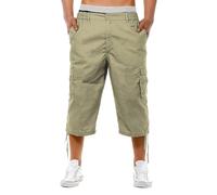 Generisch Pantalon de randonnée 3/4 pour homme - Pantalon cargo - Multi poches - Pantalon d'été pour homme - Pantalon de loisirs confortable et respirant - Couleur unie - Pantalon tactique baggy