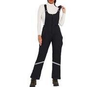 Generisch Pantalon de ski réfléchissant tendance pour homme et femme avec isolation contre le vent et taille réglable, genoux renforcés comme salopette de snowboard cargo d'extérieur, Noir , XXL