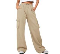 Generisch Pantalon de sport long pour femme avec poches - Pantalon pour femme - Jambes larges - Élégant - Taille haute - Pantalon de jogging décontracté et confortable - Couleur unie - Pantalon de