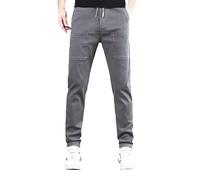 Generisch Pantalon de sport long pour homme - Été fin - Aéré - Pantalon d'été pour homme - Pantalon de jogging - Grandes tailles - Pantalon de survêtement léger en soie glacée - Pantalon de loisirs
