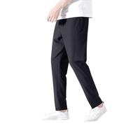 Generisch Pantalon de sport long pour homme - Pantalon de jogging pour homme - Jambes larges - En soie glacée - Grandes tailles - Pantalon de loisirs - Couleur unie - Respirant - Pantalon de travail