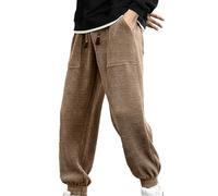 Generisch Pantalon de survêtement baggy en velours côtelé, couleur unie, respirant, confortable, pour l'extérieur, avec poches et élastique, pantalon de course pour le sport et la vie quotidienne