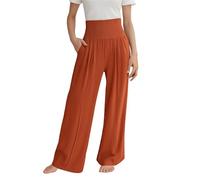 Generisch Pantalon de survêtement pour enfant - Pantalon d'été long pour fille - Léger et élégant - Pantalon en lin décontracté - Couleur unie - Mode - Pantalon d'été en coton et lin, Orange, 13-14
