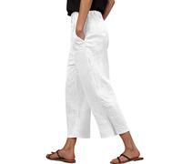 Generisch Pantalon de tous les jours pour femme avec taille élastique pour un confort décontracté et des activités sportives, Blanc., L
