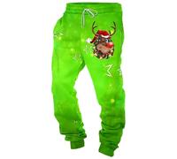 Generisch Pantalon de vacances confortable doux extensible devant plat avec poches et cordon de serrage réglable, vert, L