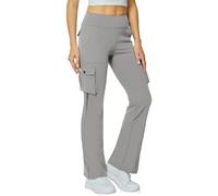Generisch Pantalon de yoga long pour femme avec poignets - Pantalon de jogging - Pantalon de fitness avec 6 poches - Pantalon cargo - Pantalon de yoga - Pantalon de loisirs - Couleur unie - Taille