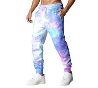 Generisch Pantalon décontracté avec motif galaxie, thème spatial, coupe extensible confortable pour le quotidien, bleu, L