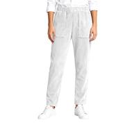 Generisch Pantalon décontracté en velours côtelé avec taille élastique, jambe large pour femme, poches pratiques, couleur pure, vêtements de tous les jours confortables pour l'hiver, Blanc., 3XL