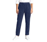 Generisch Pantalon décontracté en velours côtelé avec taille élastique, jambe large pour femme, poches pratiques, couleur pure, vêtements de tous les jours confortables pour l'hiver, bleu foncé, 3XL