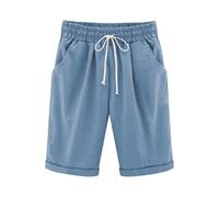 Generisch Pantalon décontracté pour femme avec coupe étroite, taille ample, coupe large pour les grandes tailles, cinq poches pratiques, idéal pour un usage quotidien, bleu, 3XL
