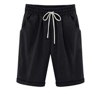 Generisch Pantalon décontracté pour femme avec coupe étroite, taille ample, coupe large pour les grandes tailles, cinq poches pratiques, idéal pour un usage quotidien, Noir , XL