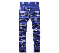 Generisch Pantalon décontracté stretch pour garçons européens - Design plaid - Vêtement de loisirs athlétique avec une grande élasticité - Confort optimal, bleu, 16-17 ans