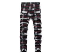 Generisch Pantalon décontracté stretch pour garçons européens - Design plaid - Vêtement de loisirs athlétique avec une grande élasticité - Confort optimal, rouge, 16-17 ans