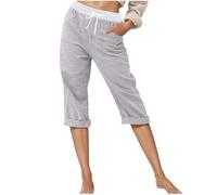 Generisch Pantalon décontracté trois quarts pour l'été pour un usage quotidien, parfaitement combiné avec des hauts à manches courtes pour un style confortable, gris, S