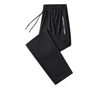 Generisch Pantalon d'été pour homme en soie glacée, pantalon de survêtement léger, pantalon de jogging très grandes tailles, pantalon de sport léger, respirant, pantalon de loisirs classique et