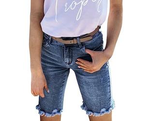 Generisch Pantalon d'hiver extensible déchiré en denim déchiré Kawaii décontracté streetwear adolescente fille denim évasé pantalon femme imprimé tournesol pantalon en jean stretch