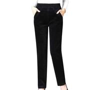 Generisch Pantalon en corduroy pour femme taille haute doublé avec polaire, pantalon décontracté épais avec polaire, pantalon thermique, pantalon d’hiver, pantalon mom slim chino, jambe droite