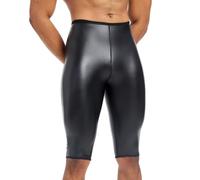 Generisch Pantalon en cuir pour homme - Court - Effet mouillé - En cuir synthétique brillant - Boxer élastique - Taille haute - Skinny - Métallique - En cuir synthétique - Coupe ajustée - Legging de