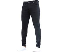 Generisch Pantalon en jean stretch pour homme - Coupe droite - Coupe ajustée - Pantalon en denim délavé - Couleur unie - Pantalon d'affaires classique - Pantalon droit décontracté - Pantalon de