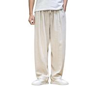 Generisch Pantalon en lin pour homme - Pantalon d'été baggy - Pantalon de sport - Pantalon chino - Pantalon de loisirs - Respirant - Couleur unie - Pantalon décontracté en lin - Pantalon de jogging