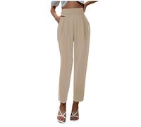 Generisch Pantalon en satin pour femme - Taille haute - Jambes larges - Élégant - Matériaux confortables - Respirant et léger, kaki, XXL