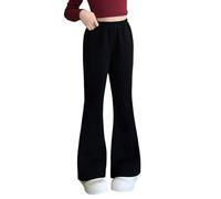 Generisch Pantalon en tricot pour fille - Coupe évasée décontractée - Pantalon de jogging doux - Taille extensible - Look quotidien confortable pour les tout-petits, Noir , 4-5 ans
