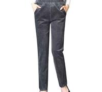 Generisch Pantalon en velours côtelé pour femme - Taille haute - Élégant - Pantalon de loisirs - Pantalon thermique épais - Couleur unie - Doublure polaire - Pantalon droit - Coupe droite - Automne et