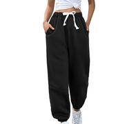 Generisch Pantalon en velours côtelé pour femme - Taille haute - Pantalon de loisirs avec poches - Taille élastique - Pantalon de course - En coton - Couleur unie - Décontracté et chaud - Pour l'hiver