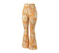 Generisch Pantalon évasé des années 70 pour femme - Style bohème des années 60 - Style hippie - Fleurs - Taille haute - Costume disco - Pantalon de yoga - Legging confortable - Pantalon en tissu fin
