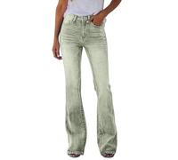 Generisch Pantalon évasé en jean pour femme - Décontracté - Stretch - Jambes larges - Taille haute - Jean évasé élégant - Vintage - Pantalon palazzo - Pantalon skinny - Legging streetwear pour le
