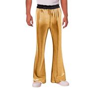 Generisch Pantalon évasé pour homme des années 70 et 80, pour le carnaval, le discothèque, le discothèque, le hippie, l'évasé, le style vintage, les loisirs, le carnaval, or, XL
