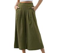 Generisch Pantalon Femme Jupe Pantalon Été Taille Haute Ample Jambe Large Palazzo Pantalon Uni Stretch Respirant Pantalon de Loisirs Extérieur Taille Élastique Pantalon d'été avec Poches S-XXL
