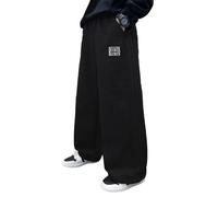 Generisch Pantalon Garçon Cordon de Serrage Élastique Pantalon de Jogging Décontracté Actif Jogging pour 4 à 12 Ans, Noir , 11-12 ans