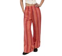 Generisch Pantalon large à rayures taille haute pour des tenues décontractées et élégantes au quotidien dans une coupe décontractée et confortable, Orange, M