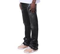 Generisch Pantalon long en jean pour homme - Pantalon skater léger streetwear baggy denim - Pantalon droit - Pantalon chino avec poches - Pantalon de voyage décontracté, Noir , XL