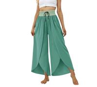 Generisch Pantalon Palazzo Femme Élégant en Moussline avec Cordon de Serrage Pantalon de Danse Jambe Large Pantalon de Loisirs Pantalon en Tissu avec Taille Élastique Pantalon Slip Pantalon Flatteur