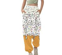 Generisch Pantalon pour fille avec taille élastique imprimée sur glace pour les activités de loisirs confortables, vêtements de jeu d'extérieur durables pour les tout-petits entre deux treize ans