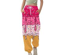 Generisch Pantalon pour fille avec taille élastique imprimée sur glace pour les activités de loisirs confortables, vêtements de jeu d'extérieur durables pour les tout-petits entre deux treize ans