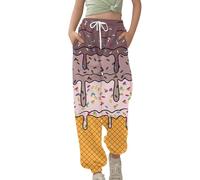 Generisch Pantalon pour fille avec taille élastique imprimée sur glace pour les activités de loisirs confortables, vêtements de jeu d'extérieur durables pour les tout-petits entre deux treize ans