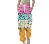 Generisch Pantalon pour fille avec taille élastique imprimée sur glace pour les activités de loisirs confortables, vêtements de jeu d'extérieur durables pour les tout-petits entre deux treize ans
